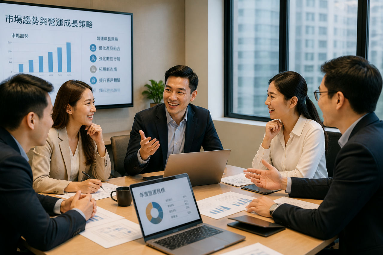 客戶商業會議，討論熱絡互動良好
